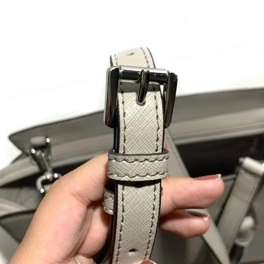 MICHAEL KORS Gray Selma Stud Saffiano Leather Bag